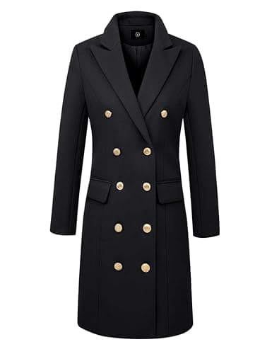 IDEALSANXUN Womens Fall Winter Wool Coats Double Breasted Midi Peacoat Trench Coats thumbnail 3