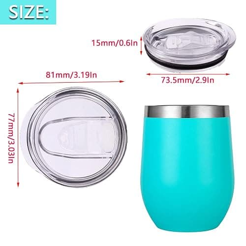 12oz stemless wine tumbler lid replacement (4 Pack)，2.9 inch diameter spill proof，for Sivaphe and Corkcicle Double-wall Stainless Steel Travel Coffee Mug thumbnail 2