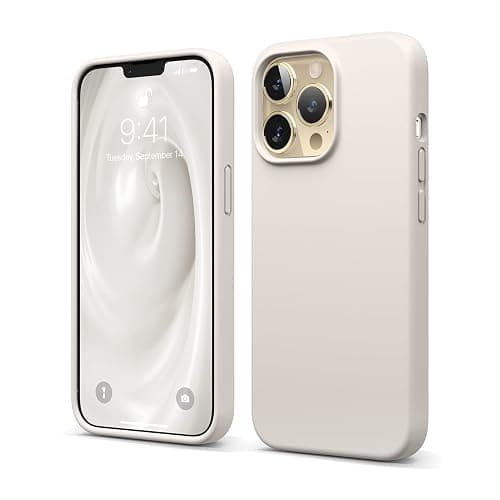 elago Liquid Silicone Case Compatible with iPhone 13 Pro Case (6.1"), Premium Silicone, Full Body Protection - 3 Layer Shockproof Phone Cover, Anti-Scratch Soft Microfiber Lining (Stone) - Image 1