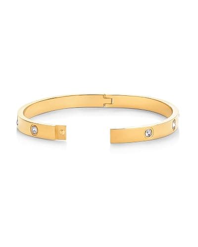 PAVOI 14K Gold Plated Love Bangle Bracelets for Women | Waterproof Stainless Steel Cubic Zirconia Hinged Bracelet Dupe thumbnail 3