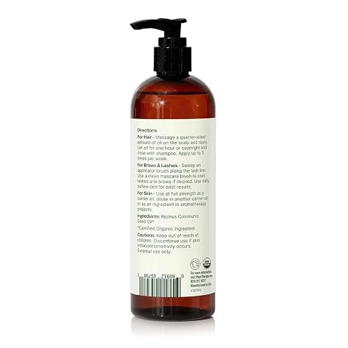 Plant Therapy Castor Oil USDA Organic Cold Pressed 100% Pure Hexane Free 16 oz Conditioning & Healing, For Dry Skin, Hair Growth, Eyelashes thumbnail 9
