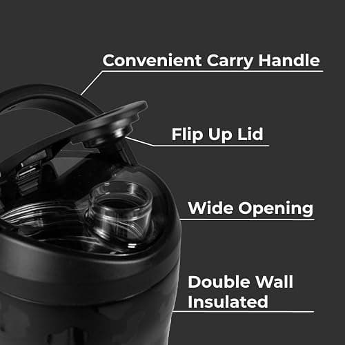HydroJug 24 oz New Stainless Steel Shaker – Insulated, Leakproof, BPA-Free with Silent Mixing Grate – No Clumps, No Noise – Premium Shaker for Fitness, Sports & Everyday Use, Black Leopard thumbnail 3