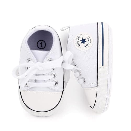 KKIIDDSS Unisex Baby Girls Boys Canvas High-top Shoes, Newborn Infant Anti-Slip Soft Sole Frist Walking Breathable Sneakers thumbnail 4