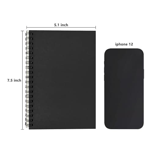 DSTELIN Blank Spiral Notebook, 2-Pack, Soft Cover, Sketch book, 100 Pages / 50 Sheets, 7.5 inch x 5.1 inch, 100GSM, (Black) thumbnail 4