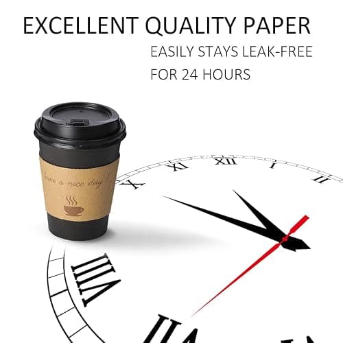 BYSNOW 100 pack 12 oz Thickened Coffee Cups with Lids, Scald Resistant Hot Cups with Sleeve and Straw, To Go Coffee Cups for Home, Office, Cafes and Party (Black 12oz) thumbnail 4