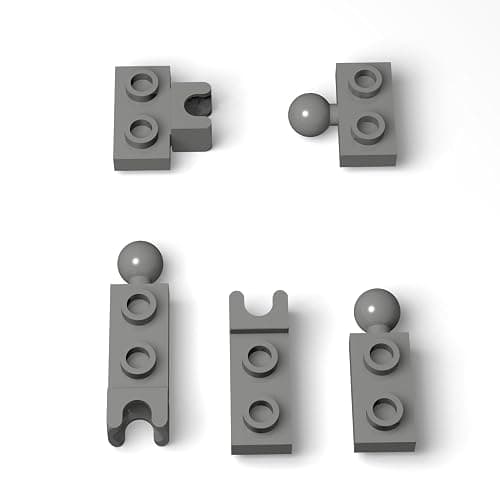 105 Piece Classic Building Gray Ball Joint Plate Bulk, 5 Sizes Model Ball and Socket Joints, Compatible with Lego Parts and Pieces(Dark Gray) - Image 1