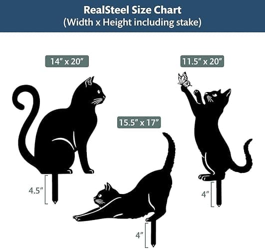 RealSteel Genuine Brand I Cat Garden Décor I Outdoor Garden Decorations I Landscaping Décor I Lawn Ornaments and Statues I Garden Signs Decorative Outdoor thumbnail 6