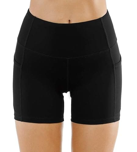 THE GYM PEOPLE High Waist Yoga Shorts for Women's Tummy Control Fitness Athletic Workout Running Shorts with Deep Pockets thumbnail 2