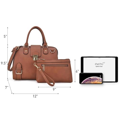 Dasein Women Barrel Handbags Fashion Satchel Bags Top Handle Shoulder Purses Vegan Leather Work Tote thumbnail 5