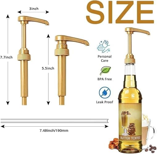 10 Pcs Gold Coffee Syrup Pump, Compatible with 25.4 Oz/750ml Bottles, Syrup Dispenser Pumps Great for Home & Coffee Bar Drinking Mixes, Tea, Beverage, Cocktails thumbnail 2