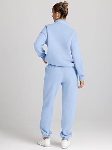 AUTOMET Women's Sweatsuits 2 Piece Outfits Lounge Sets Long Sleeve Half Zip Pullover and Baggy Sweatpants with Pockets thumbnail 5