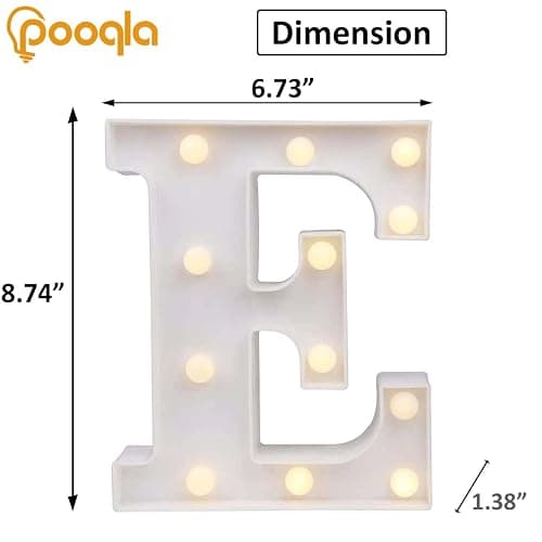 Pooqla LED Marquee Letter Lights Sign, Light Up Alphabet Letter for Home Party Wedding Decoration E thumbnail 2