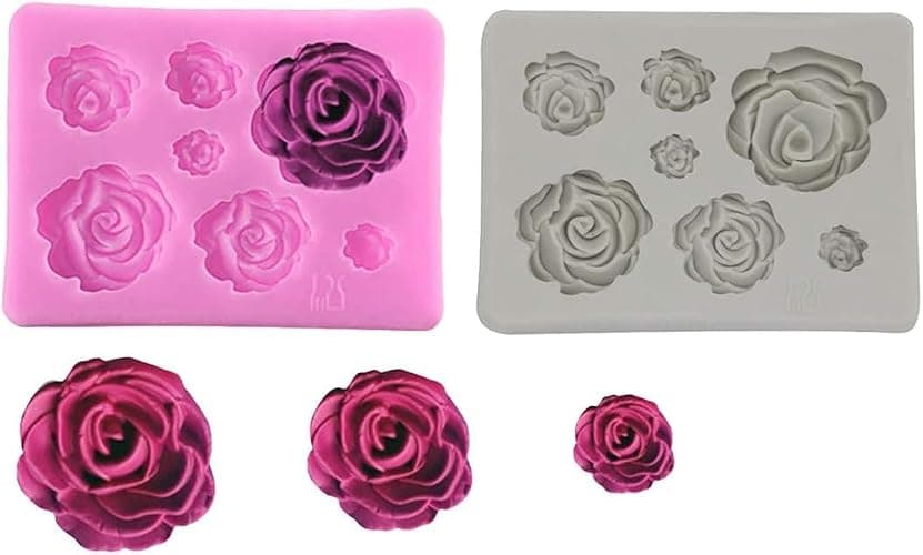 2PCS Rose Flowers silicone molds Cake Chocolate Mold wedding Cake Decorating Tools Fondant Sugarcraft Cake Molds thumbnail 6
