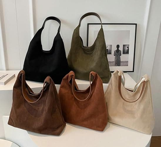 2 Pcs Slouchy Hobo Bags Women Suede Crescent Satchels Shoulder Bag Crossbody Purse Top-handle College Tote Handbag 2025 thumbnail 7