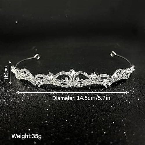 Uongeod Rhinestone Crystal Bridal Tiara Princess Crown Tiaras and Crowns for Women and Girls - Silver thumbnail 2