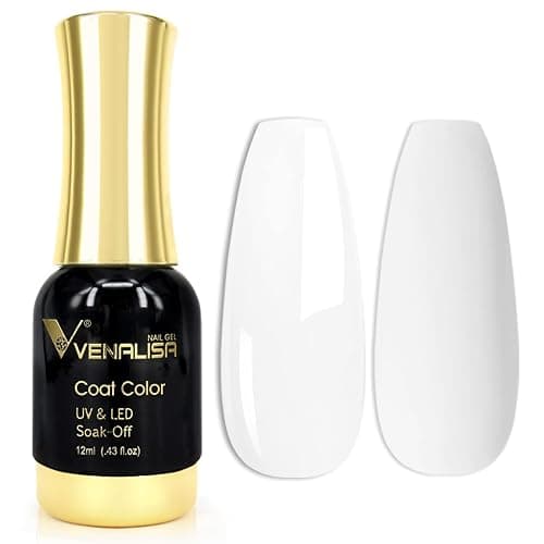 VENALISA Gel Nail Polish, 12ml Pure White Color Soak Off UV LED Nail Gel Polish Nail Art Starter Manicure Salon DIY at Home, 0.43 OZ - Image 1