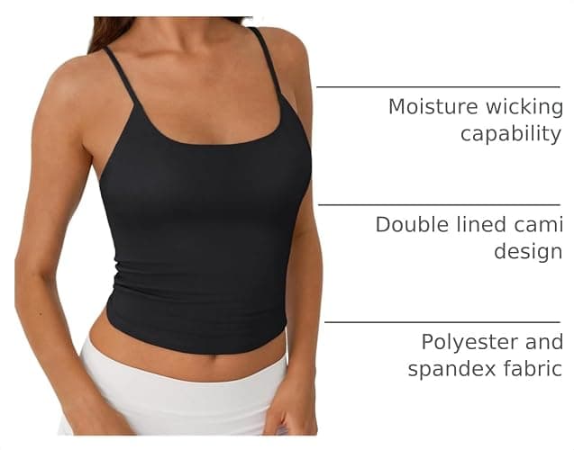 Trendy Queen Womens Double Lined Adjustable Spaghetti Strap Tank Tops | Summer Camisole Athletic Workout Gym Going Out Cute Basic Crop Top for juniors thumbnail 4
