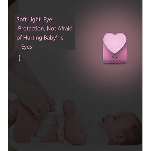 Etigood Cute Night Lights, Heart Shape Nursery Nightlight with Light Sensors, Auto Dusk to Dawn Sensor, Soft Warm White, Ideal Nightlight for Bedroom, Bathroom, Hallway, Kitchen (Pink) thumbnail 5