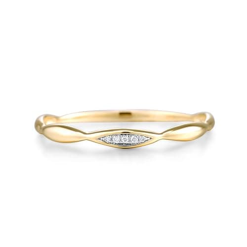 Santuzza 10K Solid Gold Genuine Diamond Dainty Twisted Stacking Ring for Women thumbnail 2