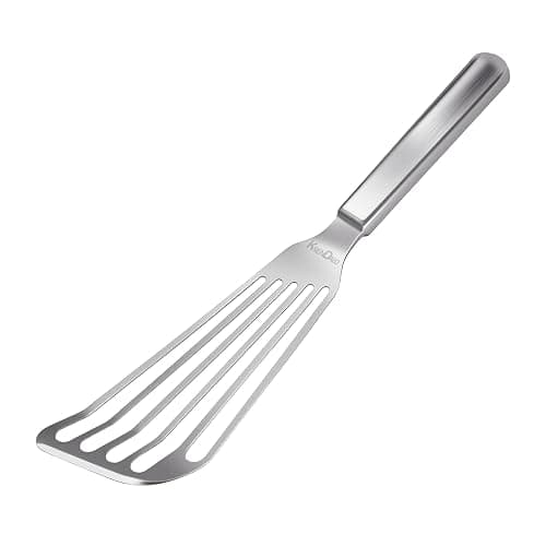 KSENDALO Stainless Steel Fish Spatula with Thin Edge, Sturdy Metal Slotted Egg Turner Flipper, Professional Spatulas for Kitchen Cooking, Dishwasher Safe - Image 1