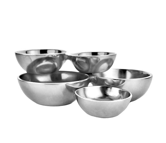 Godinger Cluster Bowl Set, Appetizer Bowls, Dessert Bowls & Fruit Bowl, Silver Metal Decor, Set of 5 - Image 1