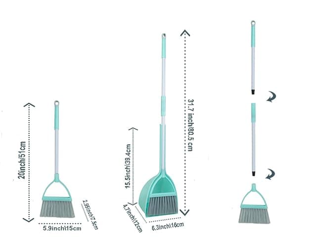 Xifando Mini Broom with Dustpan for Kids,Little Housekeeping Helper Set (Light Blue) thumbnail 2