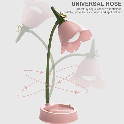 MAGICKK Flower LED Desk Lamp Cordless Table Light Adjustable Gooseneck Dimmable Touch Rechargeable Battery Student Bedroom Room Lighting Table Light House Decor (Pink) - Pink thumbnail 2