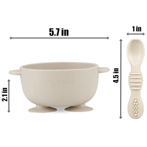 PandaEar 3 Pack Baby Suction Bowls with 3 Spoons, Stay Put Silicone Food Bowl Babies Led Weaning Supplies for Kids Toddlers, BPA-Free, Pink Linen | Non-Slip Stay Put Bowls & Soft Silicone First Stage Spoons for Toddlers, BPA-Free Baby Led Weaning Set, Pink Rose Linen thumbnail 2