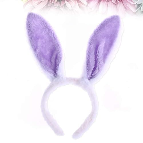 VALICLUD White Purple Plush Rabbit Headband Easter Bunny Ears Headband Rabbit Costume Fluffy Hair Band Party Cosplay Animal Ear Headpiece Carnival Masquerade Headdress thumbnail 8
