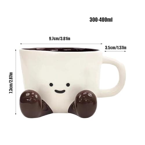 Mug Mignon Pour Café - Design en Céramique | Verre à Eau Esthétique, Rangement Stylos Décoratif pour Bureau Maison - Accessoire Hommes Femmes thumbnail 6