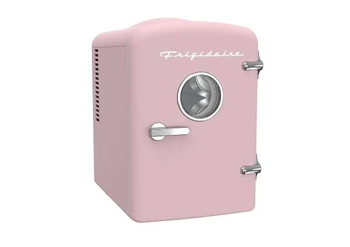 Frigidaire EFMIS171 Retro Mini Portable Personal Fridge - Ideal for Home, Office or Dorm - Includes Carrying Handle, AC/DC Wall/Car Charger (Pink) thumbnail 2