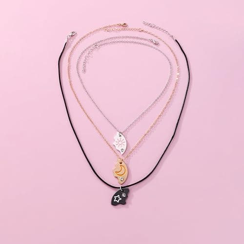 Joiigaem BFF Necklace For 3 Trio Sun Moon Star Friendship Puzzle Matching Necklaces For Best Friends 3 Sisters Forever Jewelry Gifts thumbnail 3