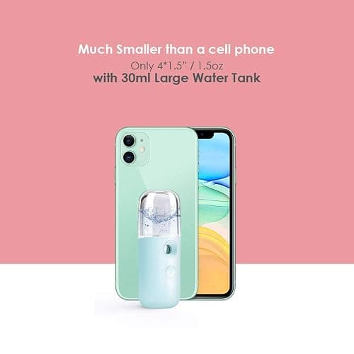 GIVERARE Nano Facial Steamer, Handy Mini Mister, USB Rechargeable Mist Sprayer, 30ml Visual Water Tank Moisturizing&Hydrating for Face, Daily Makeup, Skin Care, Eyelash Extensions-Blue thumbnail 5
