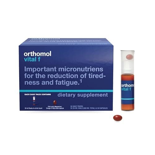 Orthomol Vital F Women's Multivitamin Vials, 30-Day Supply | Boosts energy & reduces fatigue, Supports vitality & immune health, Vitamins A-K plus folic acid & omega-3 - Image 1