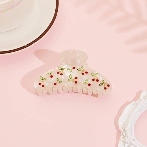 LILIE&WHITE Acrylic Hair Clips Claws For Women With The Rhinestone Pattern In Red Cherry Shape Hair Clip For Thick Hair Hair clips for styling sectioning 1PC thumbnail 5