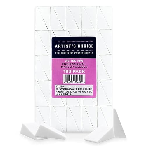 Artist's Choice 100 Pack Makeup Sponge Mini Applicator Wedges, Triangle Cosmetic Sponges for Foundation, Blush, Eye Shadow, Blending and Smoothing, Disposable, Latex Free - Image 1