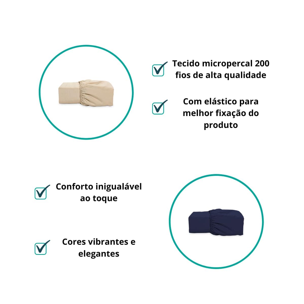 Lençol Avulso Com Elástico Casal Padrão 200 Fios Percal (Verde Alecrim) thumbnail 2