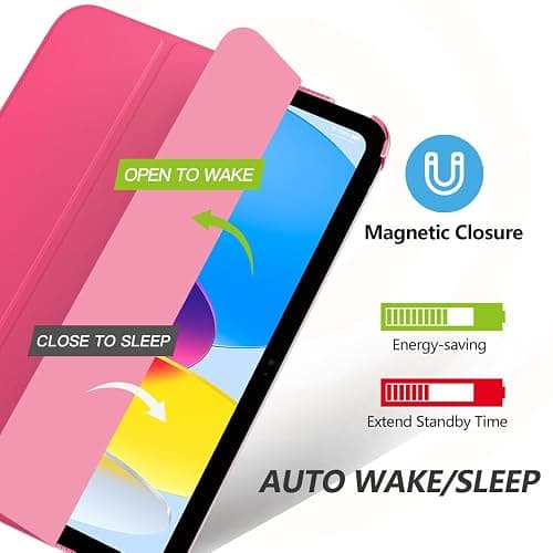 MoKo for iPad (A16) 11th Generation Case 11 Inch 2025, iPad 10th Generation Case 10.9 Inch 2022, Slim Stand Hard PC Translucent Back Shell Smart Cover, Support Touch ID, Auto Wake/Sleep, Persian Pink thumbnail 4