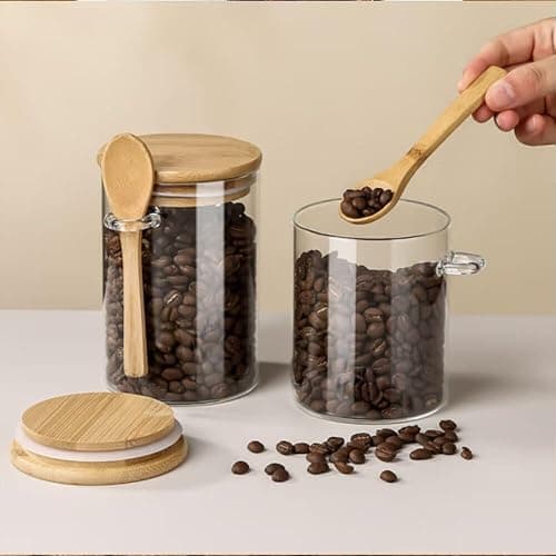 Deeriz Airtight Food Storage Containers with Bamboo Lids and Spoon for Coffee Beans, Flour, Cookie, Sugar, Tea, Nuts and Spice Bath salt and more(4 Pack) thumbnail 6