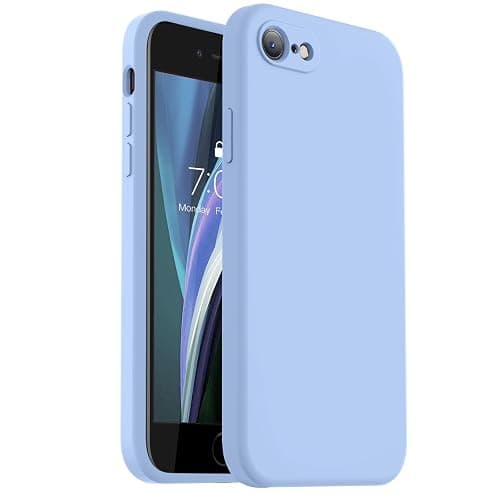 Vooii for iPhone SE Case 2022/3rd/2020,iPhone 8/7 Case, Upgraded Liquid Silicone with [Flat Edges] [Camera Protection] [Soft Anti-Scratch Microfiber Lining] Phone Case for iPhone SE - Light Blue - Image 1