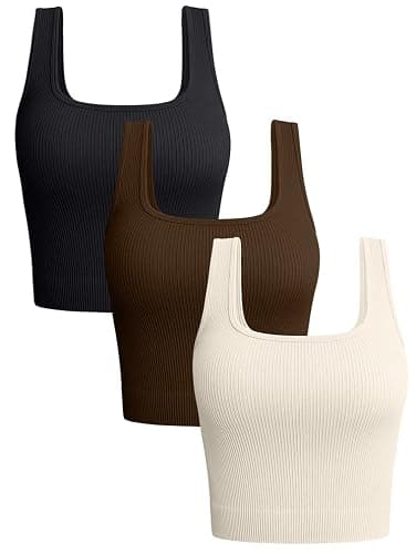 OQQ Women's 3 Piece Tank Tops Ribbed Seamless Workout Exercise Shirts 2025 Summer Basic Camis - Image 1
