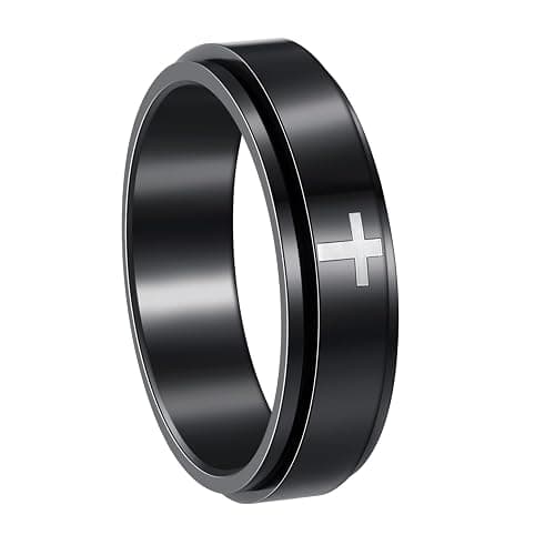 Udolfly Mens Fidget Rings Anxiety Spinner Rings for Men Classic Chain Rings for Women Adults Titanium Steel Ring - Image 1