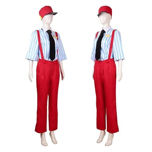 VSAEJO Kasane Costume Kasane Outfit Uniform Red Overalls Hat thumbnail 3