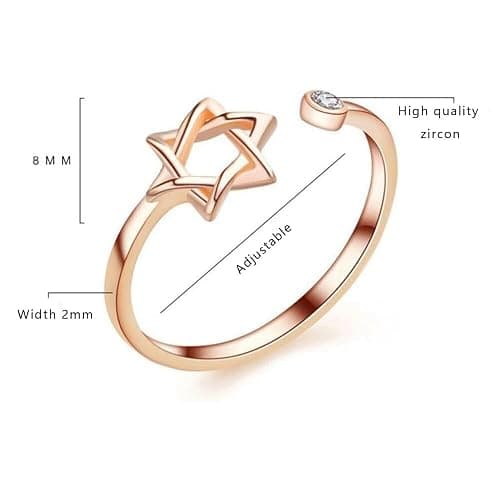 YILUOCD Star of David Zircon Ring for Women, Simple Magen David Wiccan Amulet, Hexagram Adjustable Rings Jewish Jewelry thumbnail 8