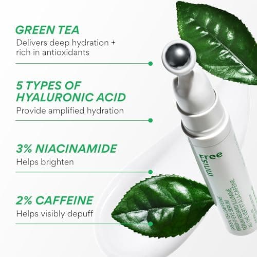 Innisfree Green Tea Caffeine Depuffing Eye Serum with Niacinamide, Cooling Korean Eye Roll-On for Hydration and Brightening thumbnail 4