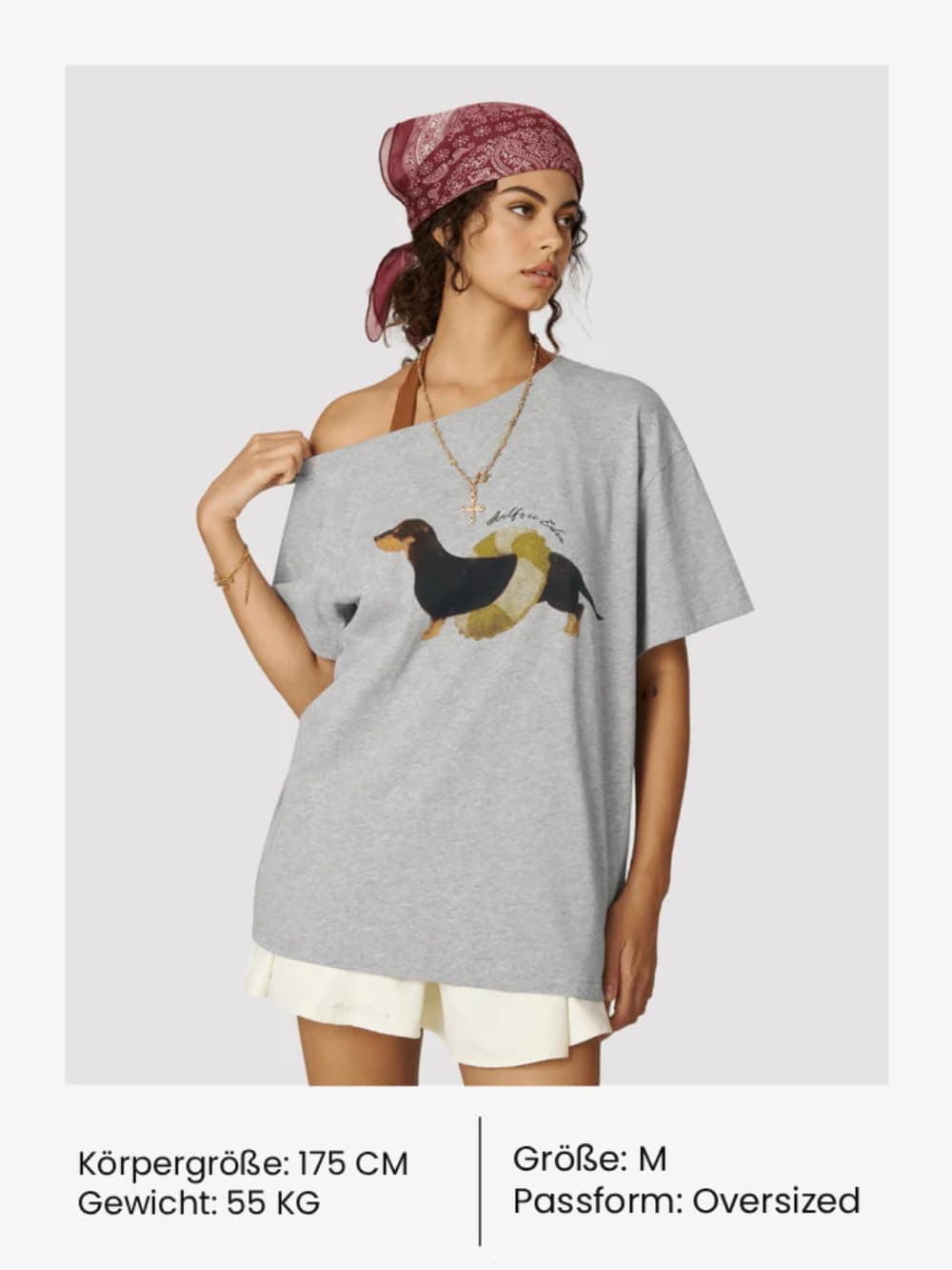 Aelfric Eden Dachshund Off Shoulder T-Shirt Women's Cartoon Dog T-Shirt Summer Top Casual Short Sleeve Shirt Basic Crew Neck Top Y2K thumbnail 3