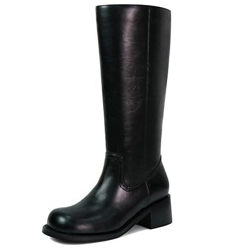 VBDB Women's Knee High Boots Square Toe Chunky Block Heel Long Boots for Women Comfortable Low Heel Womens Boots - Image 1