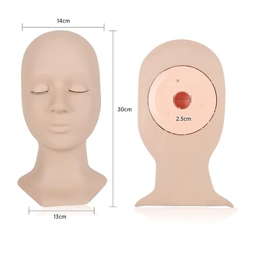 LASHVIEW Lash Mannequin Head , with 4 Pairs Replaced Eyelids Practice, Makeup Soft-Touch Rubber, Natural Skin Color thumbnail 5