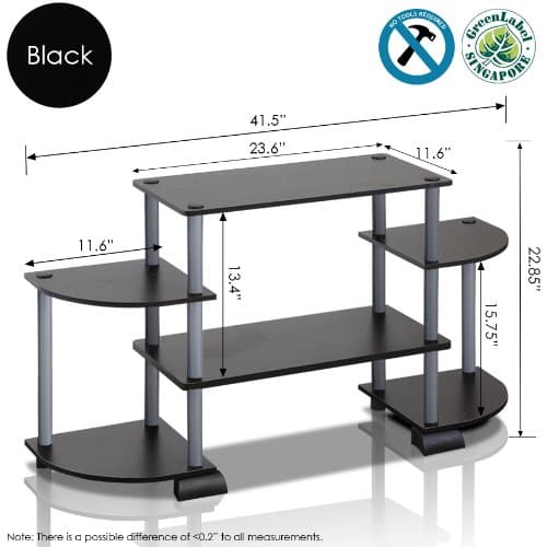 Furinno Turn-N-Tube Rounded Corner TV Entertainment Center, Espresso/Black thumbnail 3