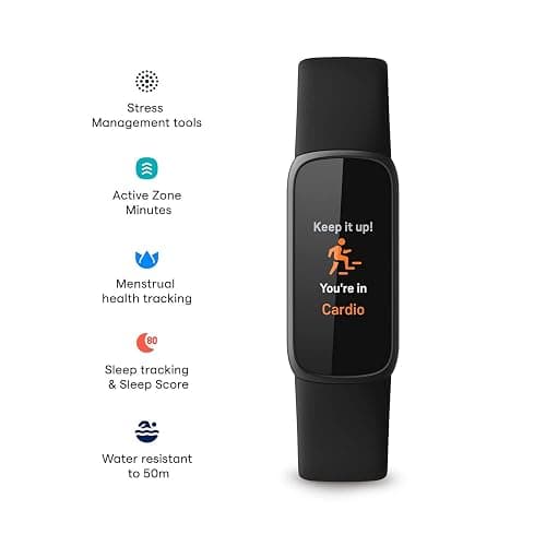 Fitbit Luxe Fitness and Wellness Tracker with Stress Management, Sleep Tracking and 24/7 Heart Rate, Black/graphite, One Size (S and L Bands Included) - Black/Graphite thumbnail 2